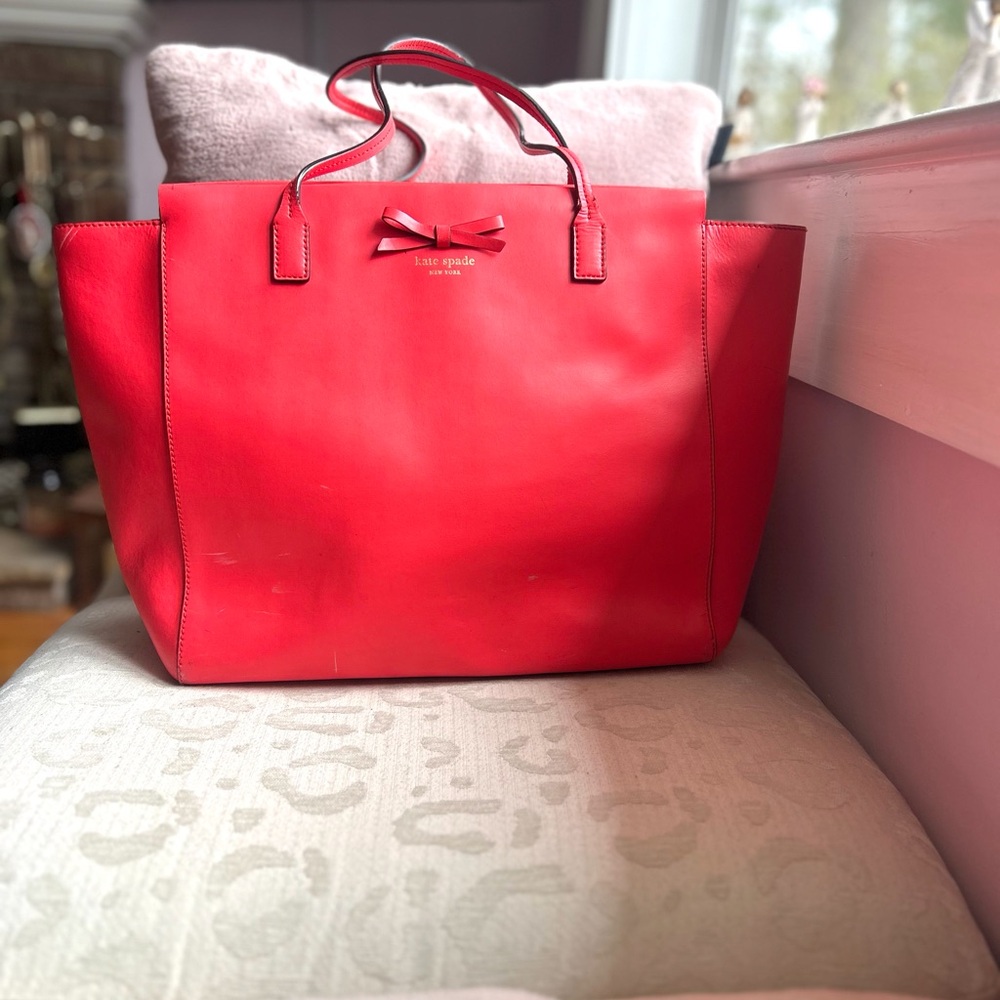 Kate Spade Large Geranium Taden Sawyer Street Leather Tote